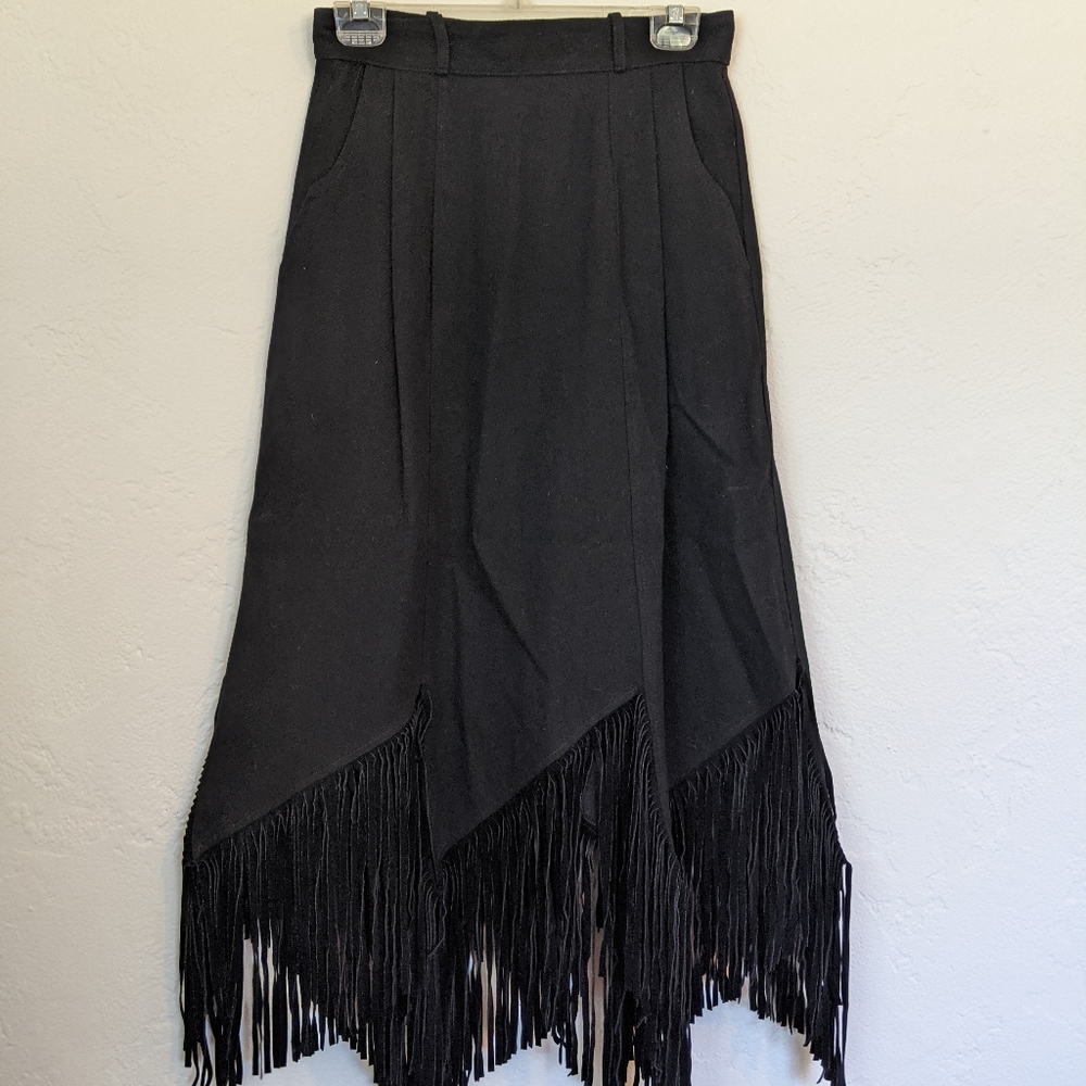 Vtg fringe western maxi skirt